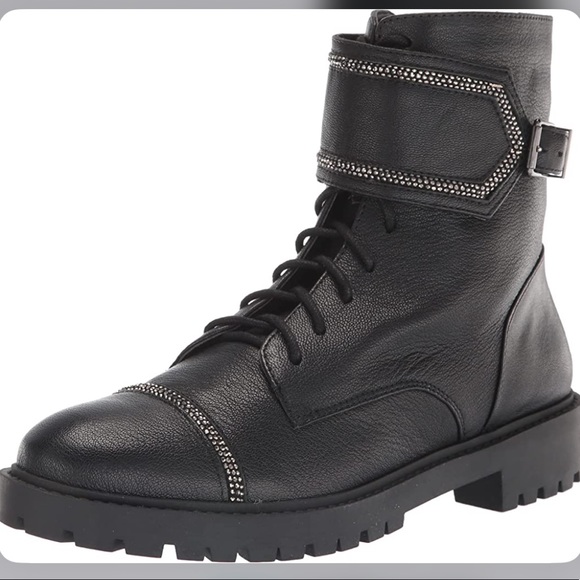 Jessica Simpson Womens Karia Combat Boot - Textile Material Lace-Up Boots